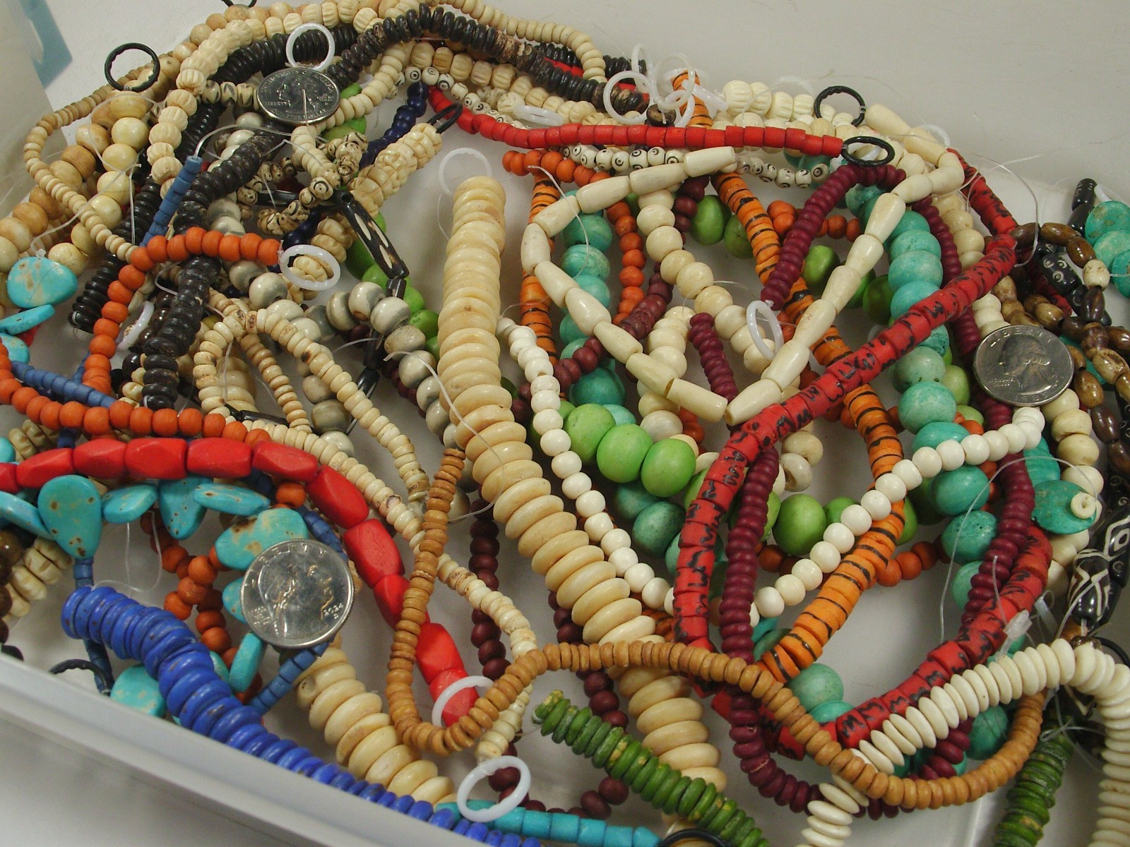 2 Pounds Odds and Ends India Handmade Water Buffalo Bone Beads Lot (AXP-5) ⭐