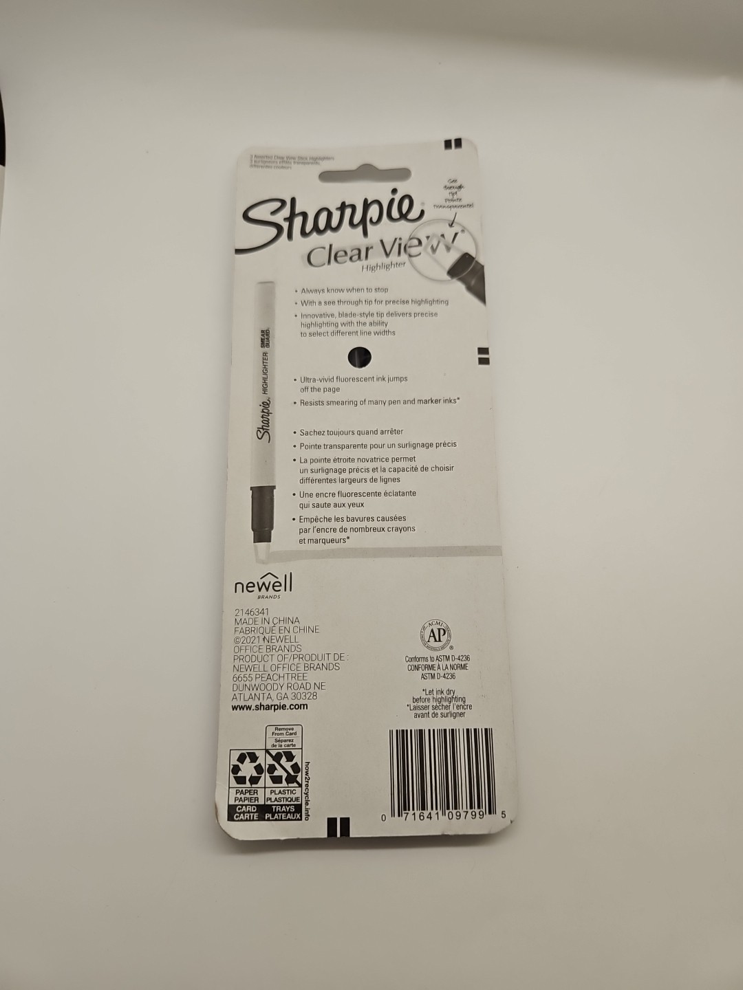Sharpie Clearview Pen-Style Highlighter, Assorted Color, Chisel Tip, Two Packs