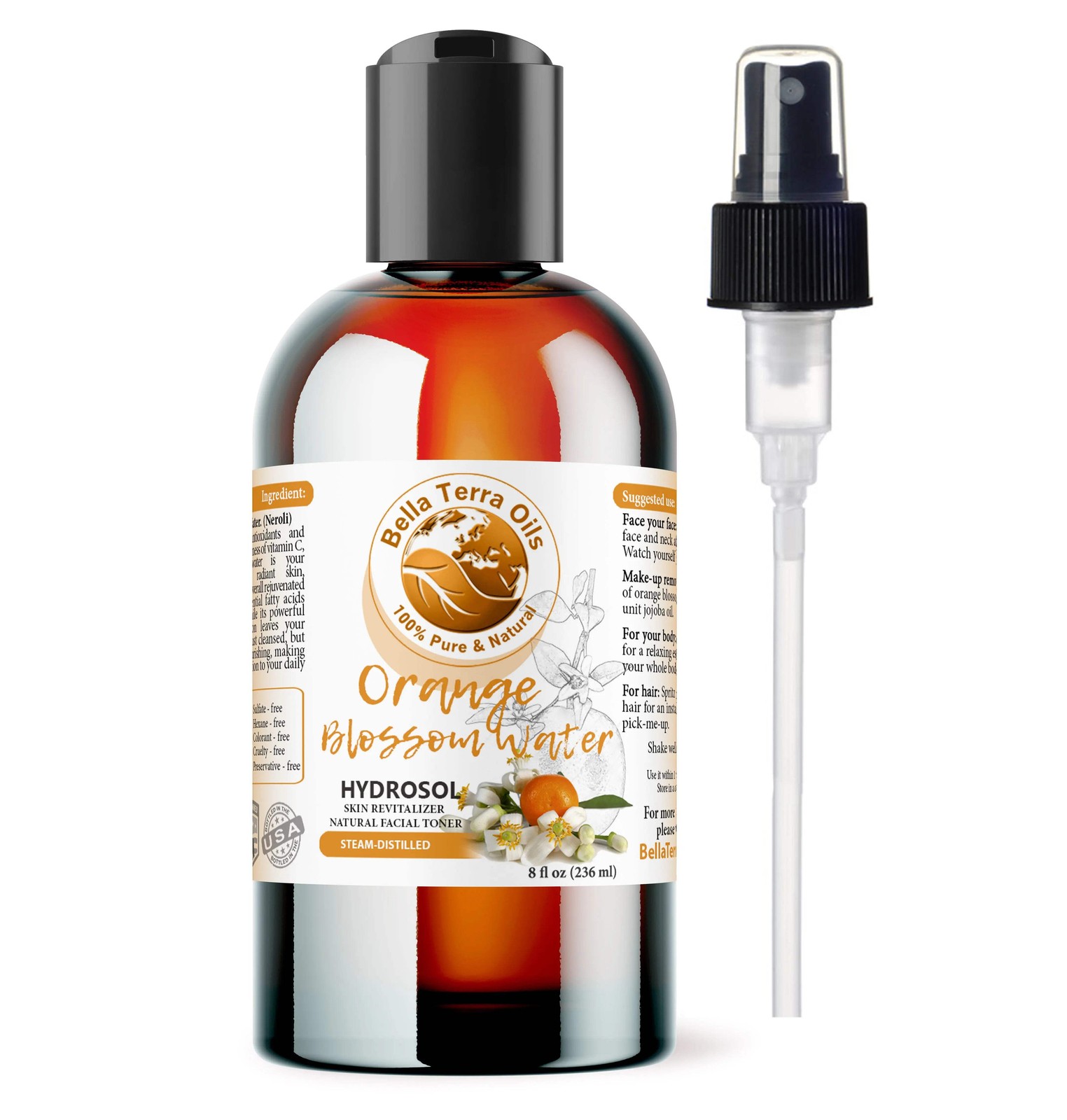 Pure Neroli Orange Water Hydrosol 100% Natural Skin Hair Face Aromatherapy Toner