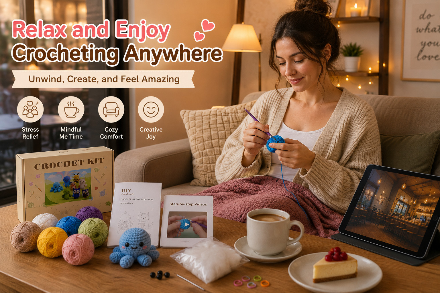 6PCS Crochet Kit for Beginners Animal Amigurumi DIY Craft Set w/ Videos