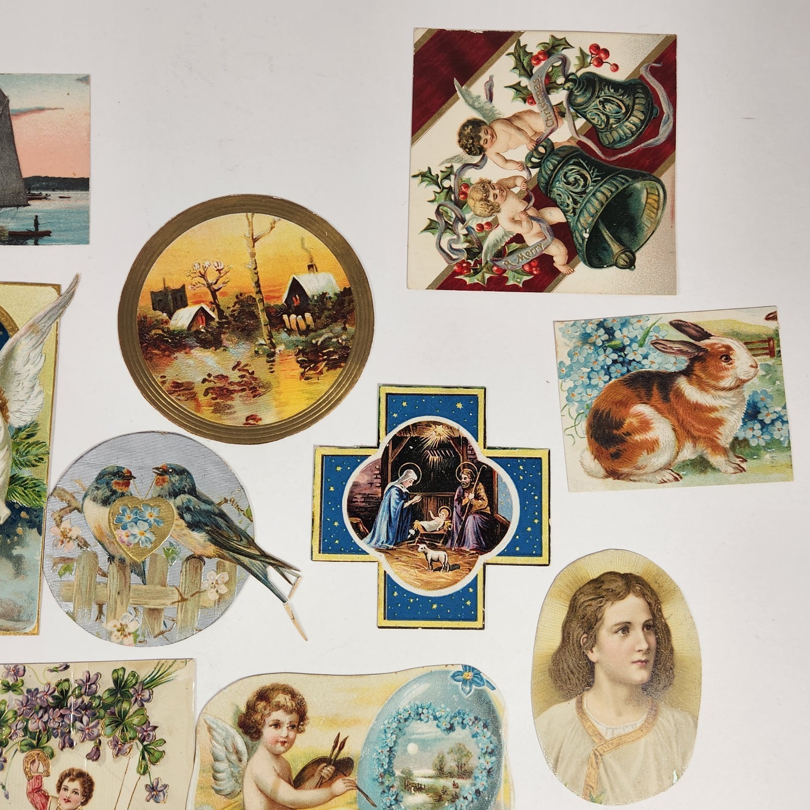 Antique Ephemera Mixed Postcard Remnants, Scrapbook Pieces Early 1900s Mixed Lot