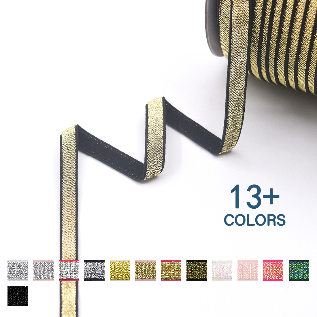 Metallic Glitter Bra Strap Elastic Band 3/8″ 10mm Lingerie Making 2 5 10 Yard