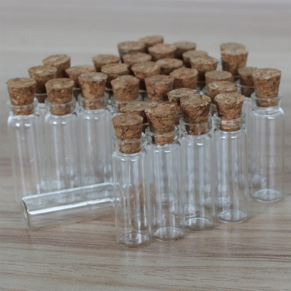 50/100/200Pcs 2ML Clear Glass Bottles with Corks Containers Jars Bottle Vials
