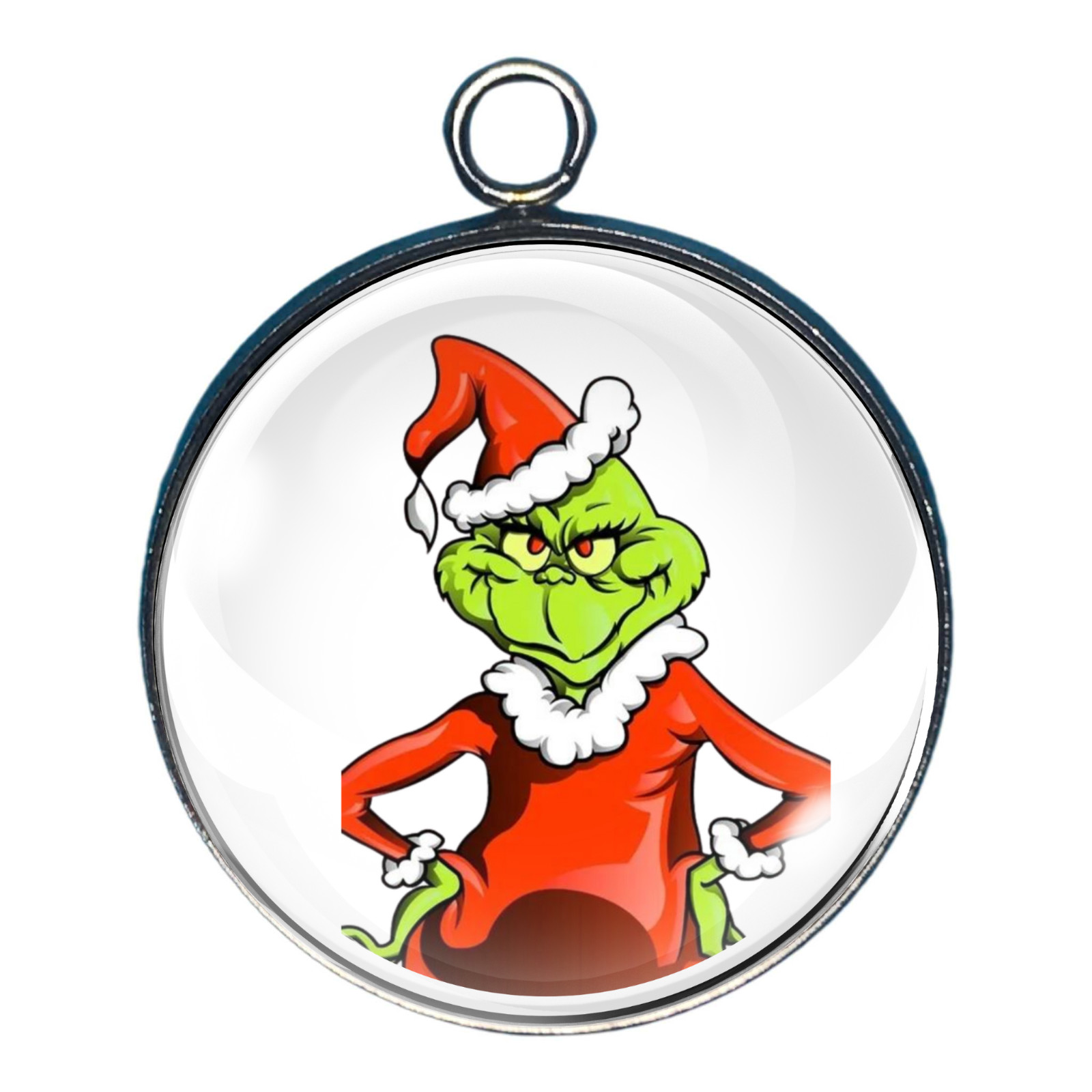 Grinch Christmas Glass Cabochon Charms, Jewelry Making Charms
