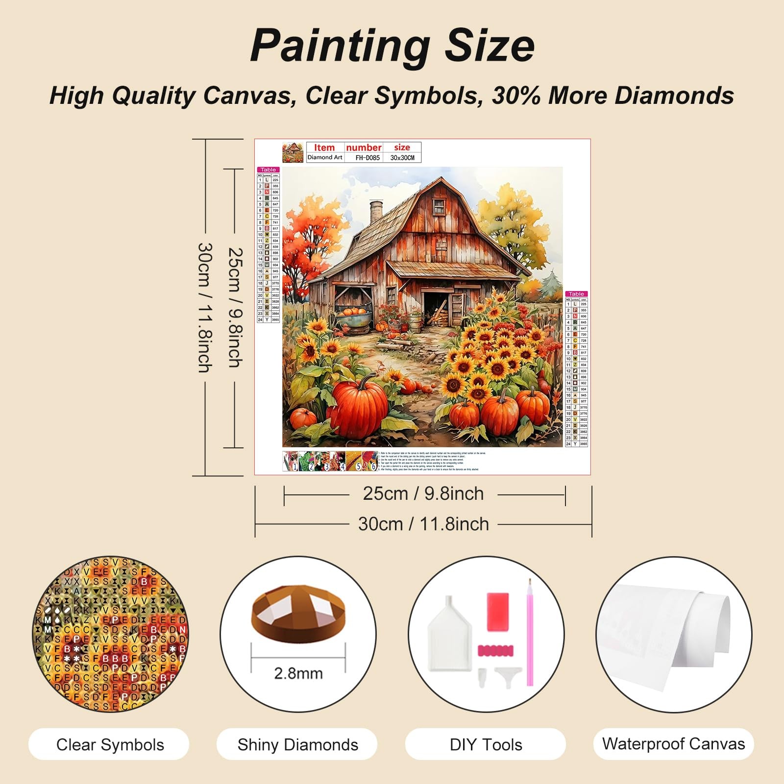 Diamond Painting Kits for Adults, Autumn Farm Diamond Art Kits for Beginners,
