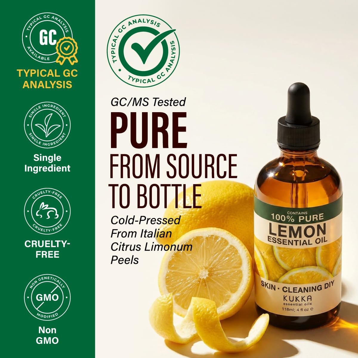 100% Pure Lemon Oil – 4 Fl Oz 4.00 (Pack of 1), Clear to Pale Yellow