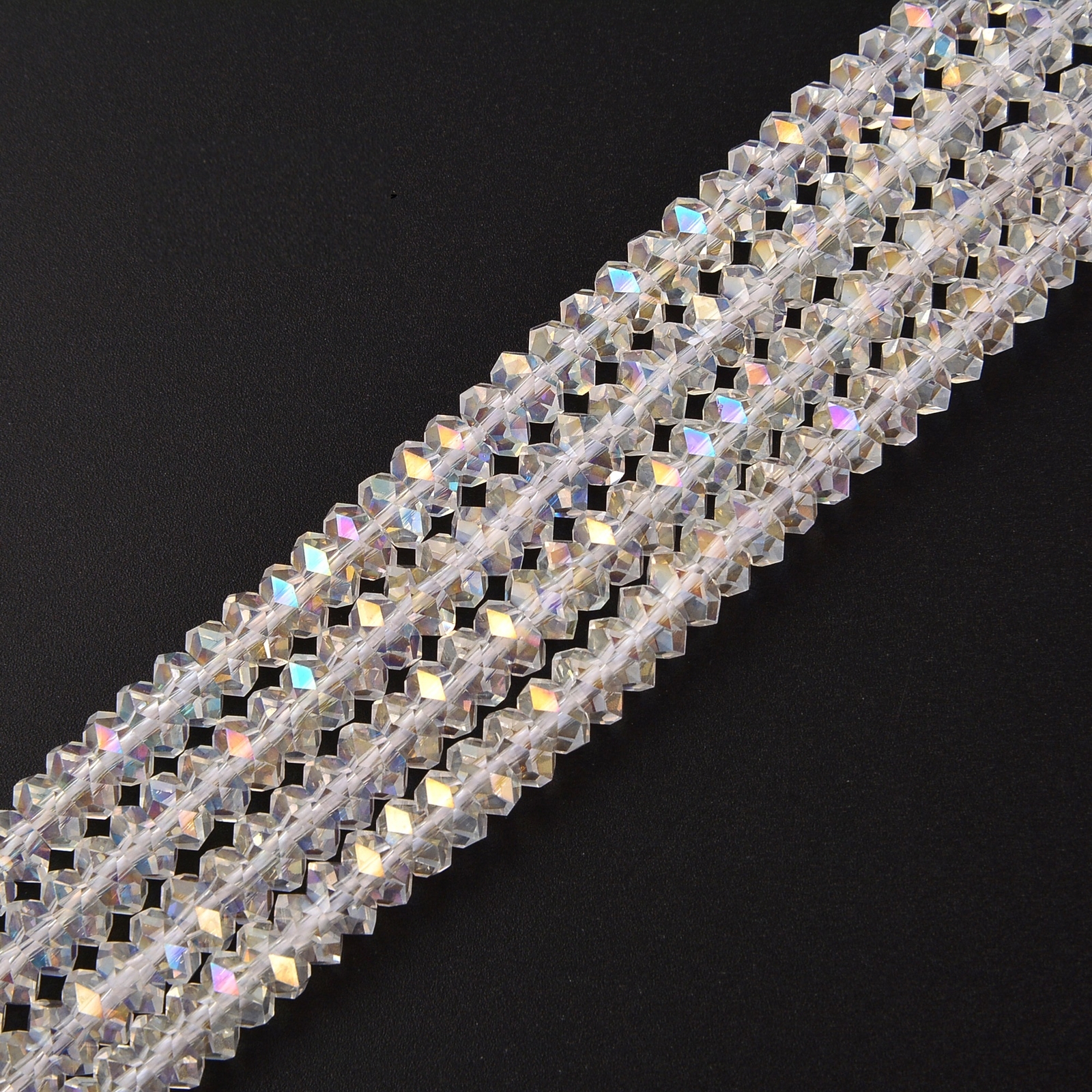 Clear AB K9 Crystal Glass Faceted Rondelle Beads Size 3x6mm 15.5″ Strand