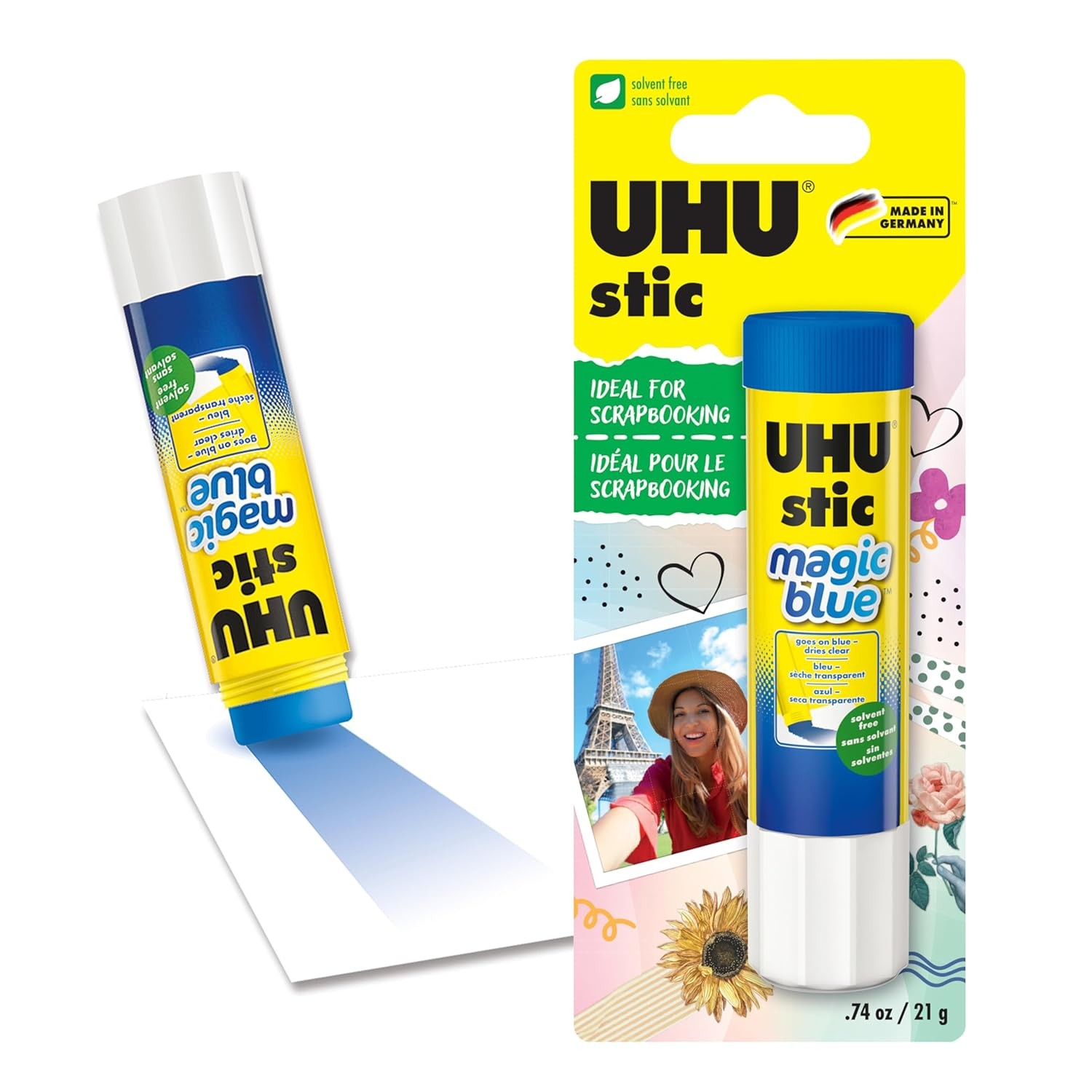 Uhu Colored Glue Stick, 21g Blue, rubs on Blue & Dries Clear, Washable,…