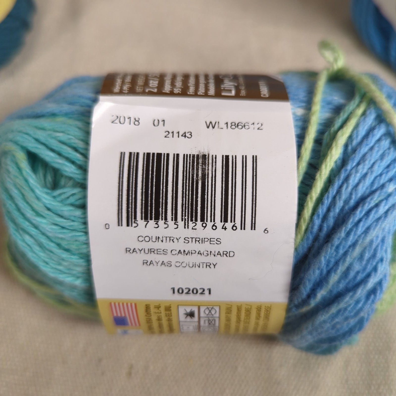 Lily Sugar ‘n Cream Cotton Yarn Blue/Green Mixed Lot 5 skein 4-ply Crochet Craft
