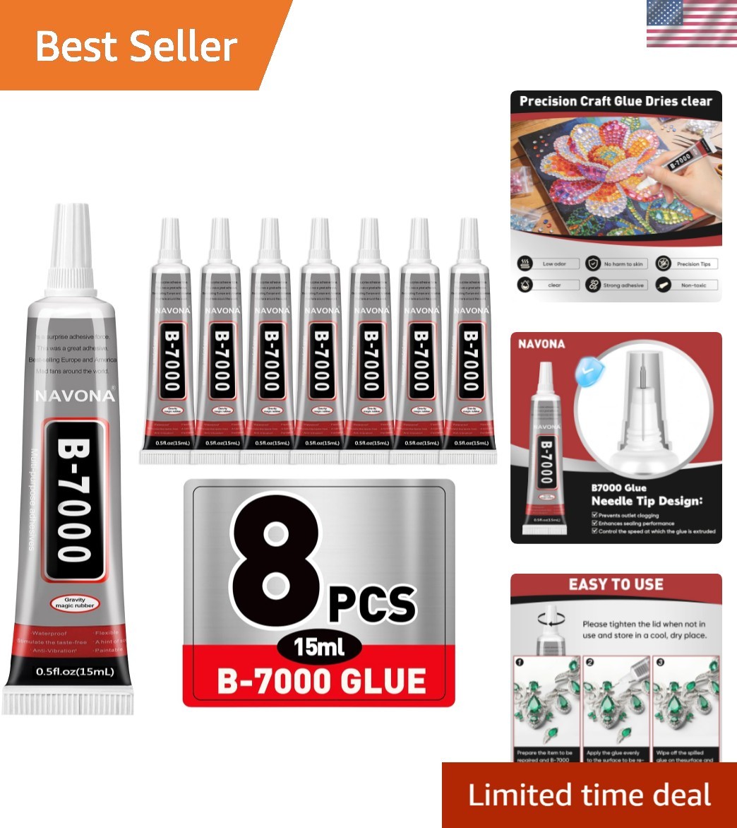 8 PCS 15ml Glue Clear with Precision Tip, Bedazzling Glue, Super Glues, Rhine…