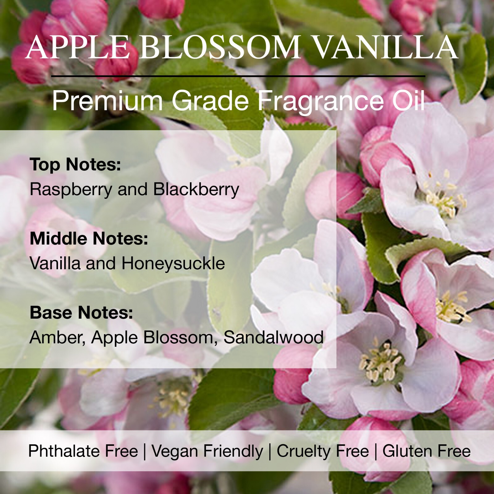 Apple Blossom and Vanilla Premium Grade Fragrance Oil, Skin Safe – 100ml/3.4oz