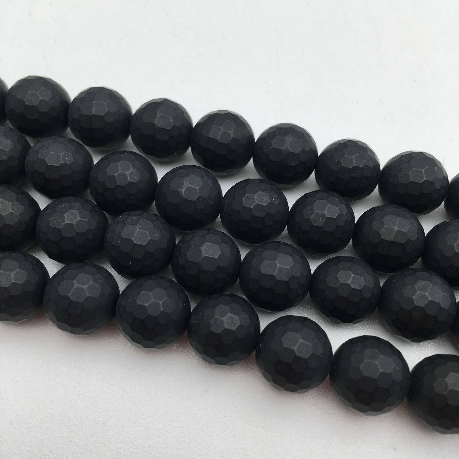 Black Onyx Faceted Matte Round Beads 4mm 6mm 8mm 10mm 12mm Approx 15.5″ Strand