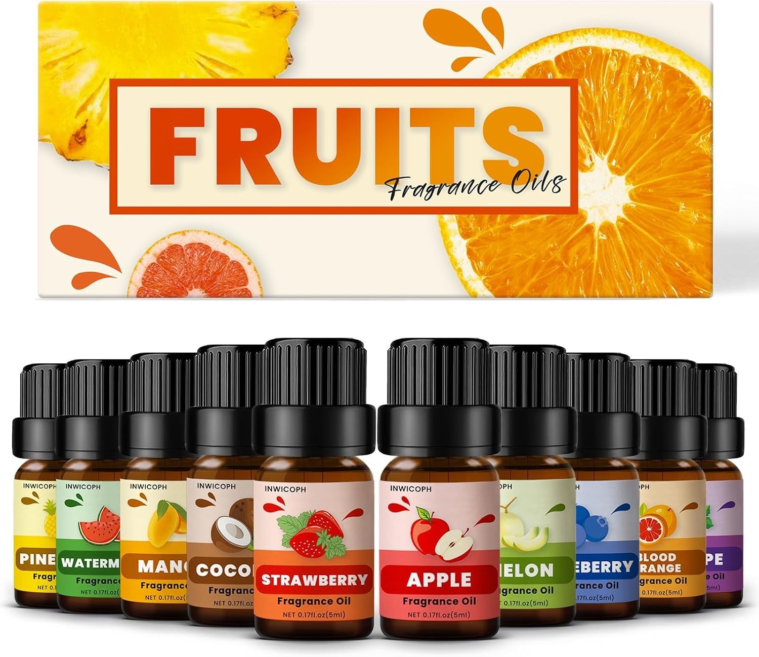 Fruity Fragrance Oil for Candle & Soap Making, Essential Oils 5ml x 10 – Blu…