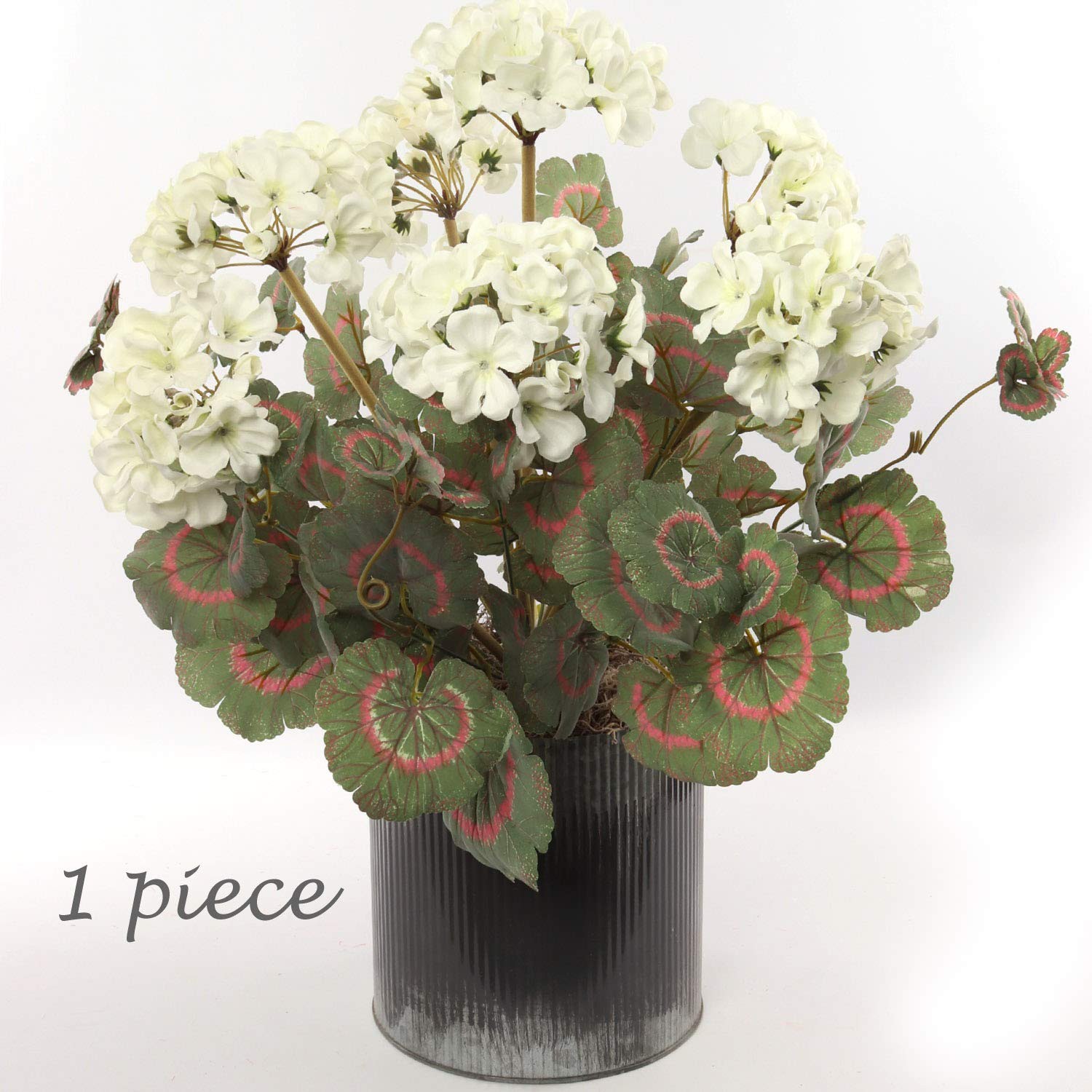 Larksilk White Artificial Geranium Bush 12 Pack – 18″ UV & Water Resistant Fa…