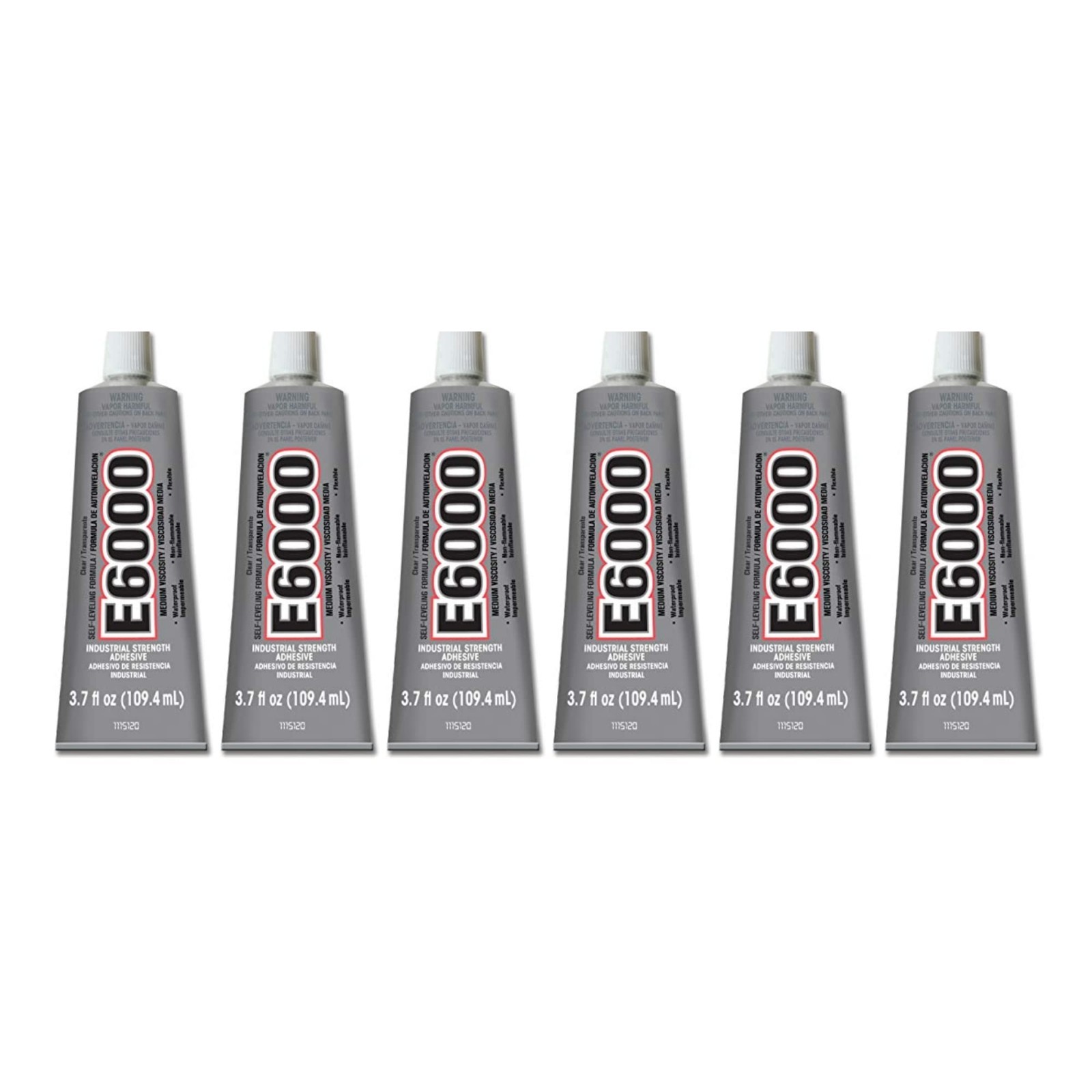 6 Pack E-6000 High Viscosity Multi-Purpose Clear Adhesive 3.7 oz for Crafts & Re