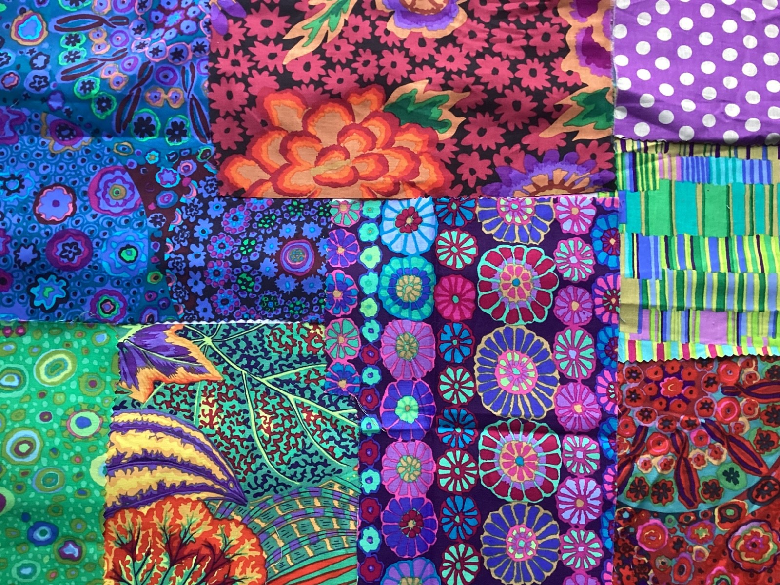 Kaffe Fassett strips, squares, & scraps