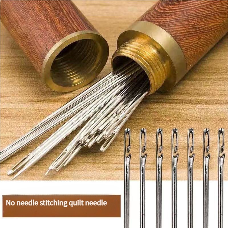 30PCS Stainless Steel Self-threading Needles Opening Sewing Darning Needles