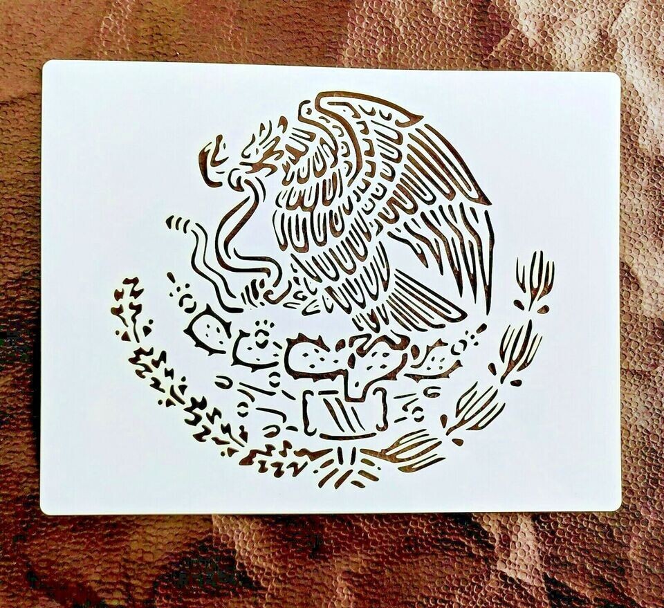 Stencil Mexico Mexican Flag Emblem Eagle 8.5″ x 11″ Reusable Flexible Plastic