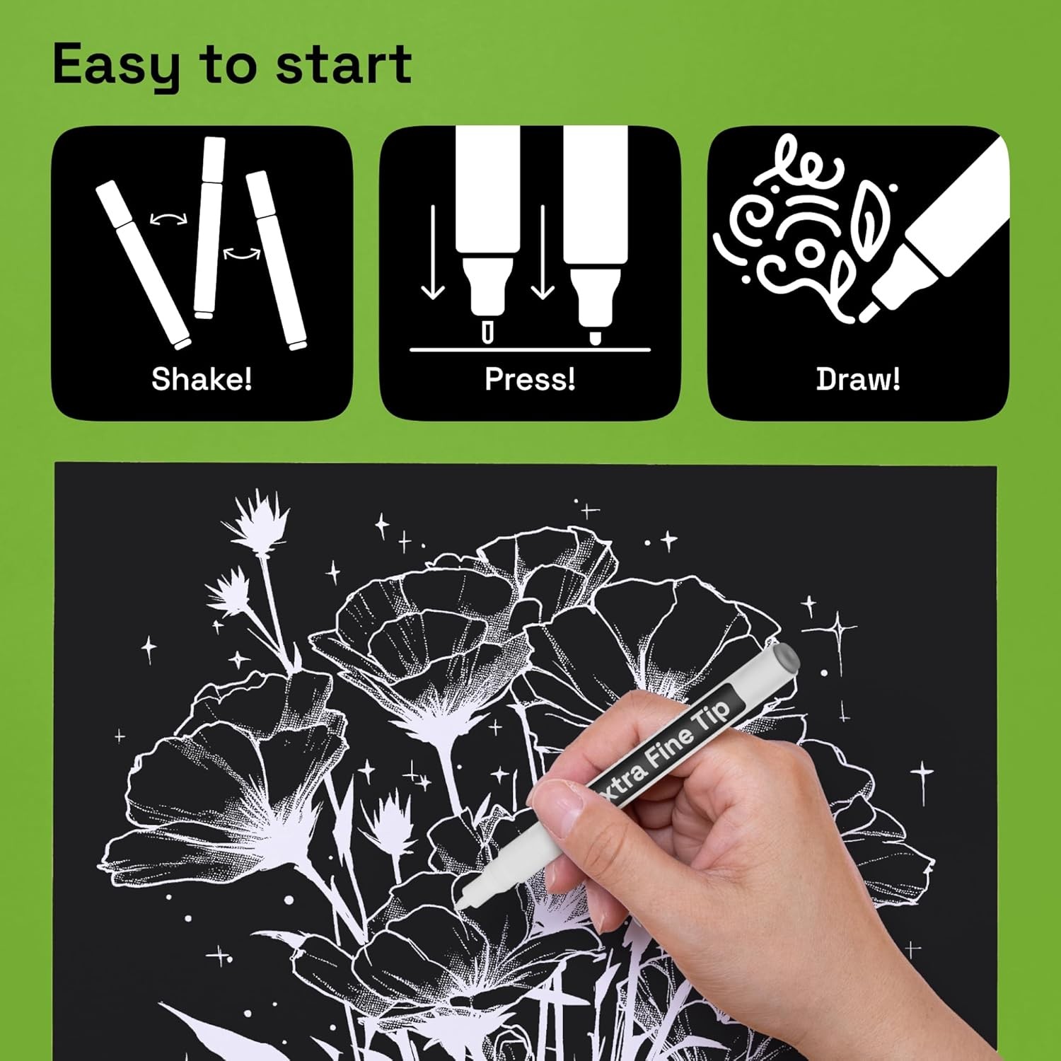 White Acrylic Paint Marker Extra Fine Tip 0.7mm for Glass Rock Ceramic Wood 5 Pk