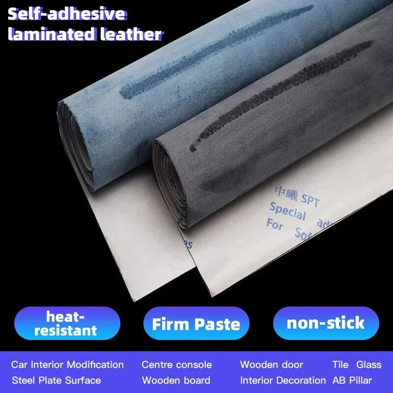 Black Alcantara Style Self Adhesive Car Interior Vinyl Wrap Faux Suede