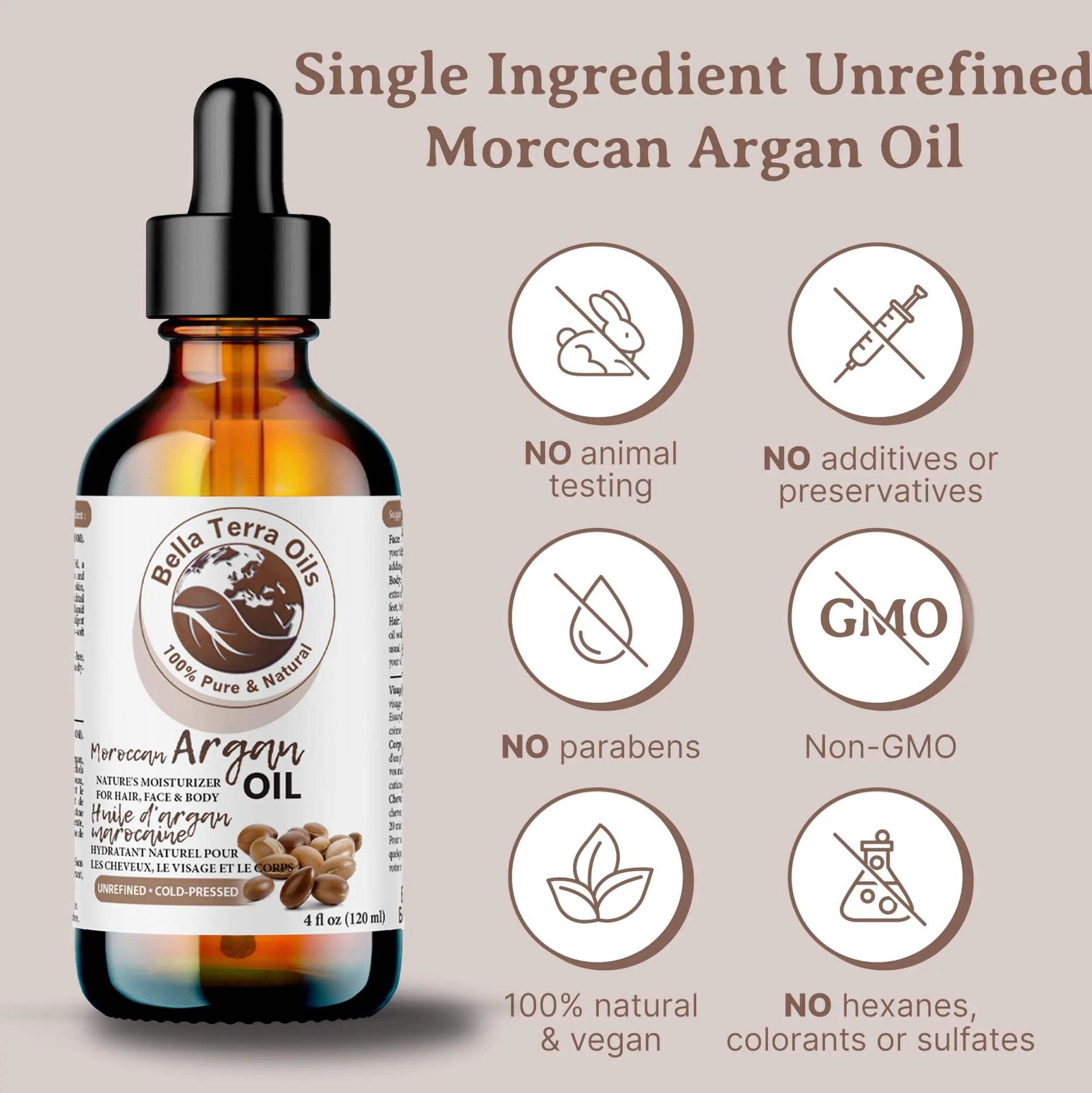 Moroccan Argan Oil – 16oz | Premium Cold-Pressed Oil for Skin, Hair, & DIY Proje