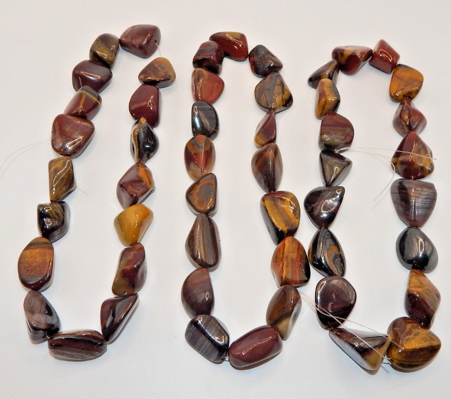 Tiger Iron Jasper 28mm x 16mm Nugget Beads (15 inch Strand)