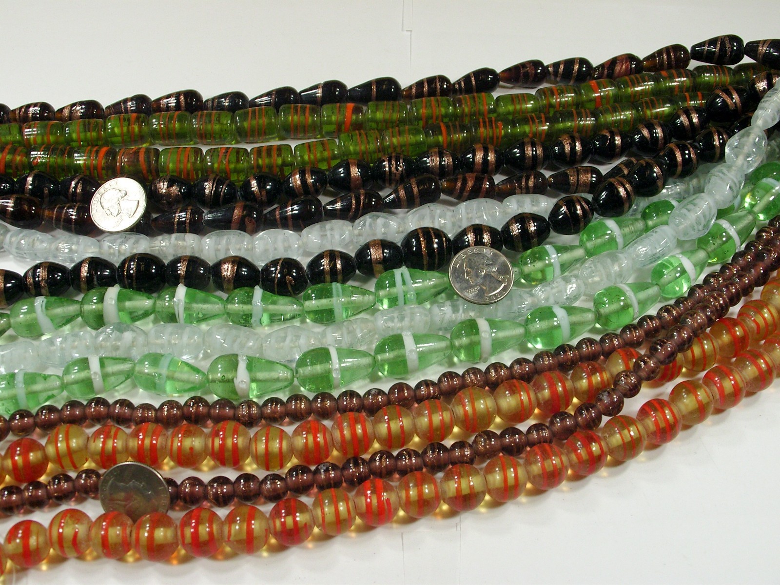14 Strands (15″) Assorted Closeout India Handmade Glass Beads Lot (MQD-2)⭐