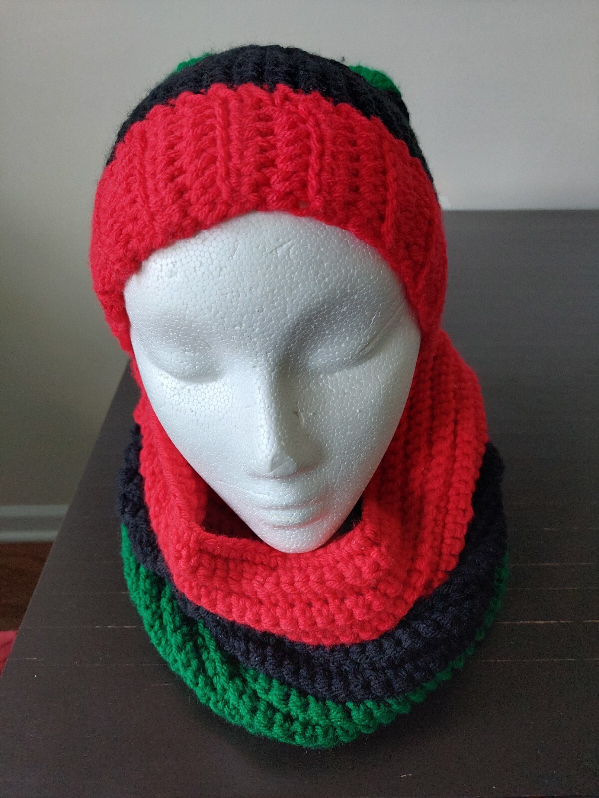 Unisex Hat With Cowl. One Size. Red Heart Yarn. Acrylic Very Warm. Handmade