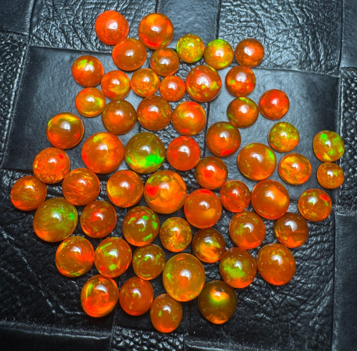 AAA Natural Ethiopian Orange Opal Round Cabochon Lot 3 MM to 8 MM Fire Opal.