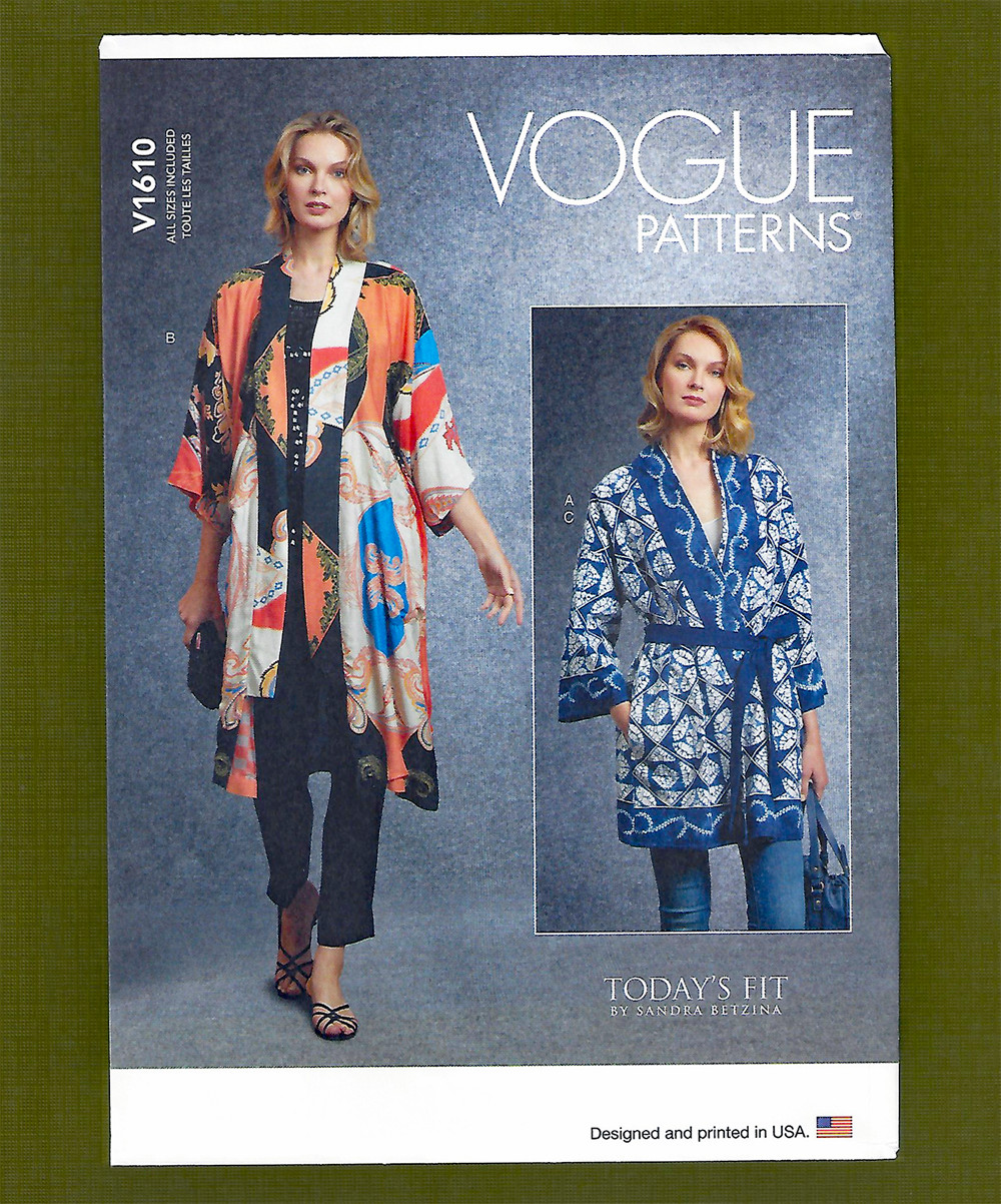 Misses Kimono & Belt Sewing Pattern~Easy to Sew Comfort (All Sizes) Vogue 1610