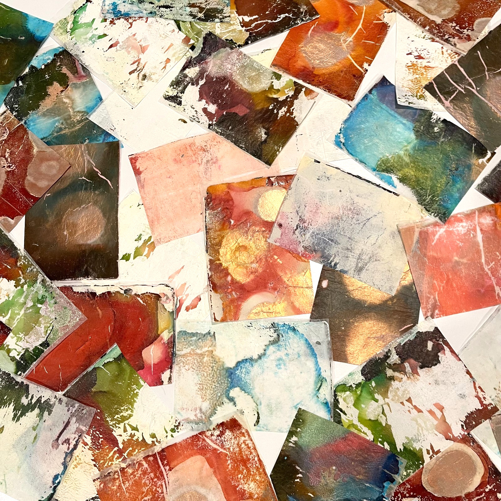 35+ Hand Painted ATC Collage Paper Pack Mixed Media Alcohol Ink Acrylic Abstract