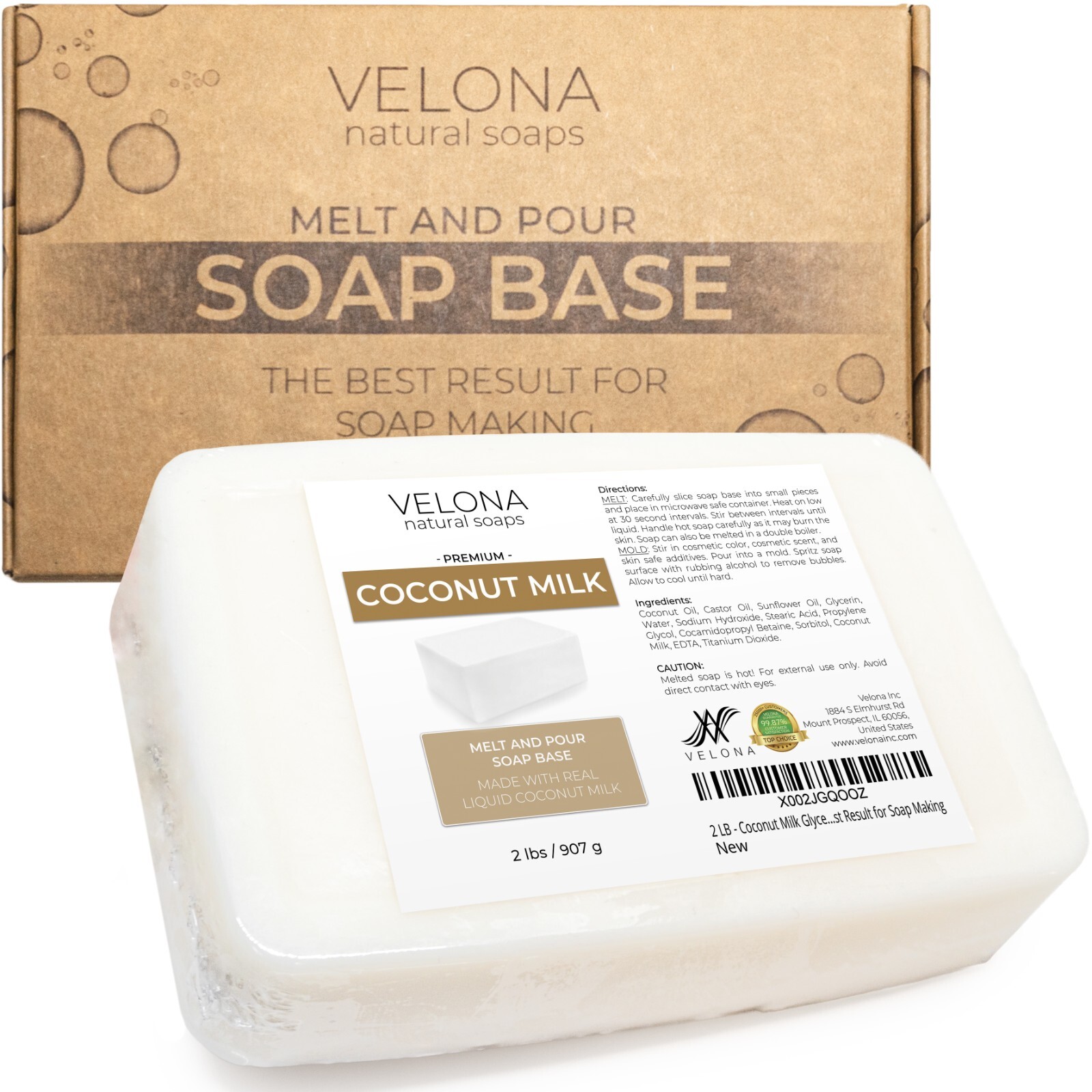 2,5,10,25 LB – Coconut Milk Glycerin Soap Base by Velona SLS/SLES Free Melt Pour