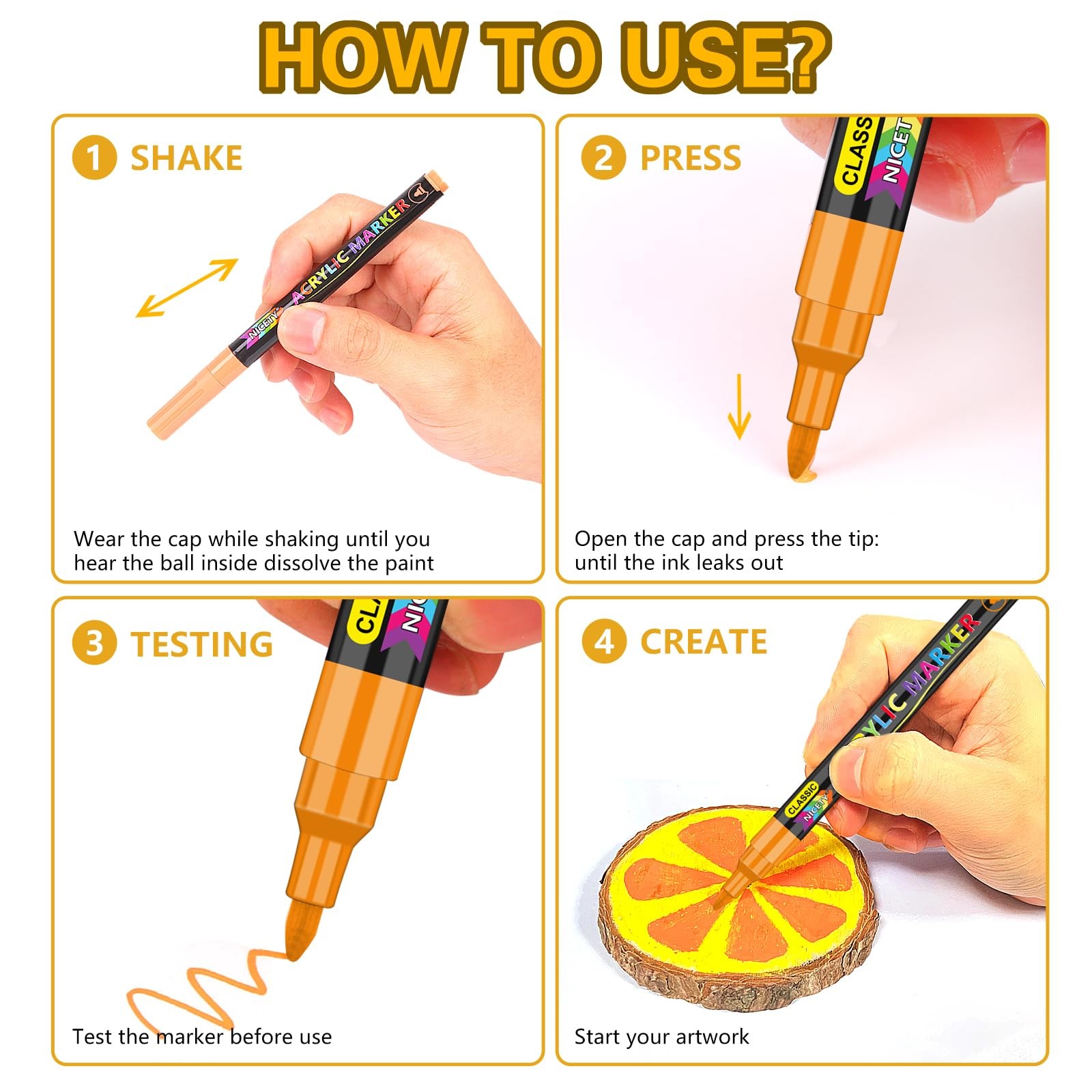NICETY 136 Colors Acrylic Paint Markers, Extra Fine Tip Point Acrylic Paint Pens