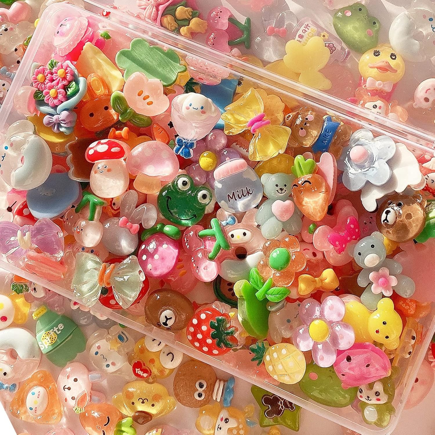 60Pcs Cute Slime Resin Charms Bulk Mixed Set for DIY Jewelry Scrapbooking Crafts