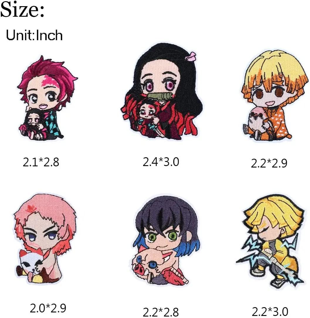 19 Pieces Anime Patches Embroidered Applique Sew on Iron multicolor