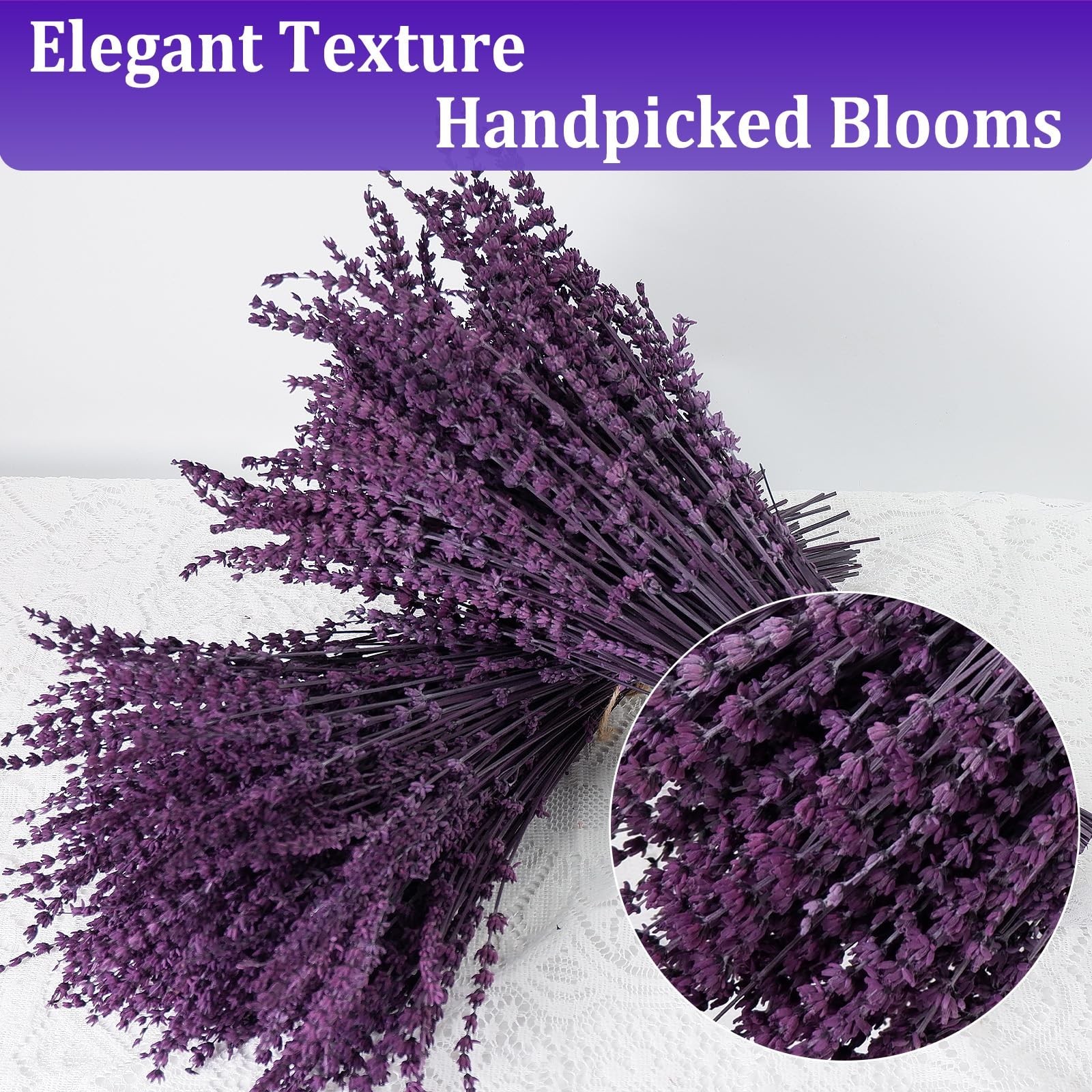 350 Stems 2 Bundles Dried Purple Lavender Flowers, 4.23oz(120g) Preserved Flo…