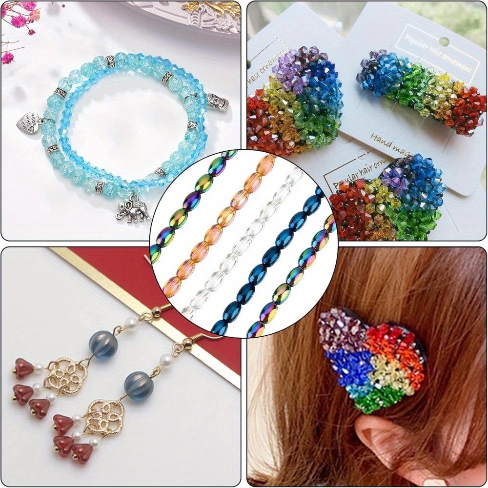 10 Strands 2 style Electroplate Glass Beads Strands Oval Mixed color 6.5×4.5mm