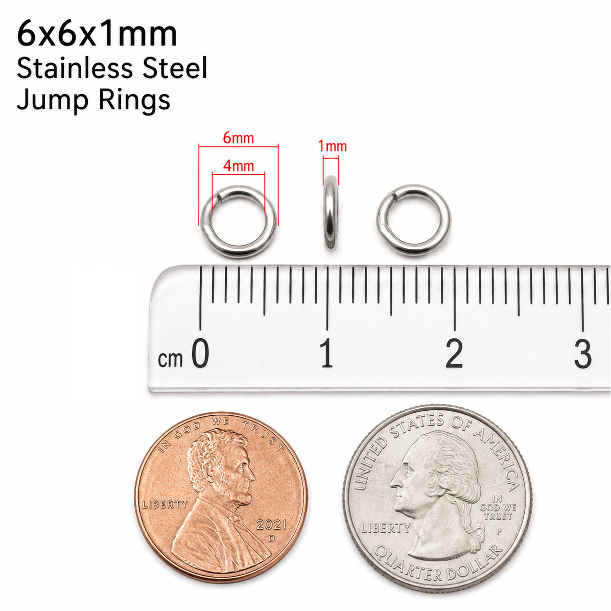 Jump Rings 6mm – 100/200/500 Stainless Steel 18 Gauge 1mm Split Jump Rings F7923