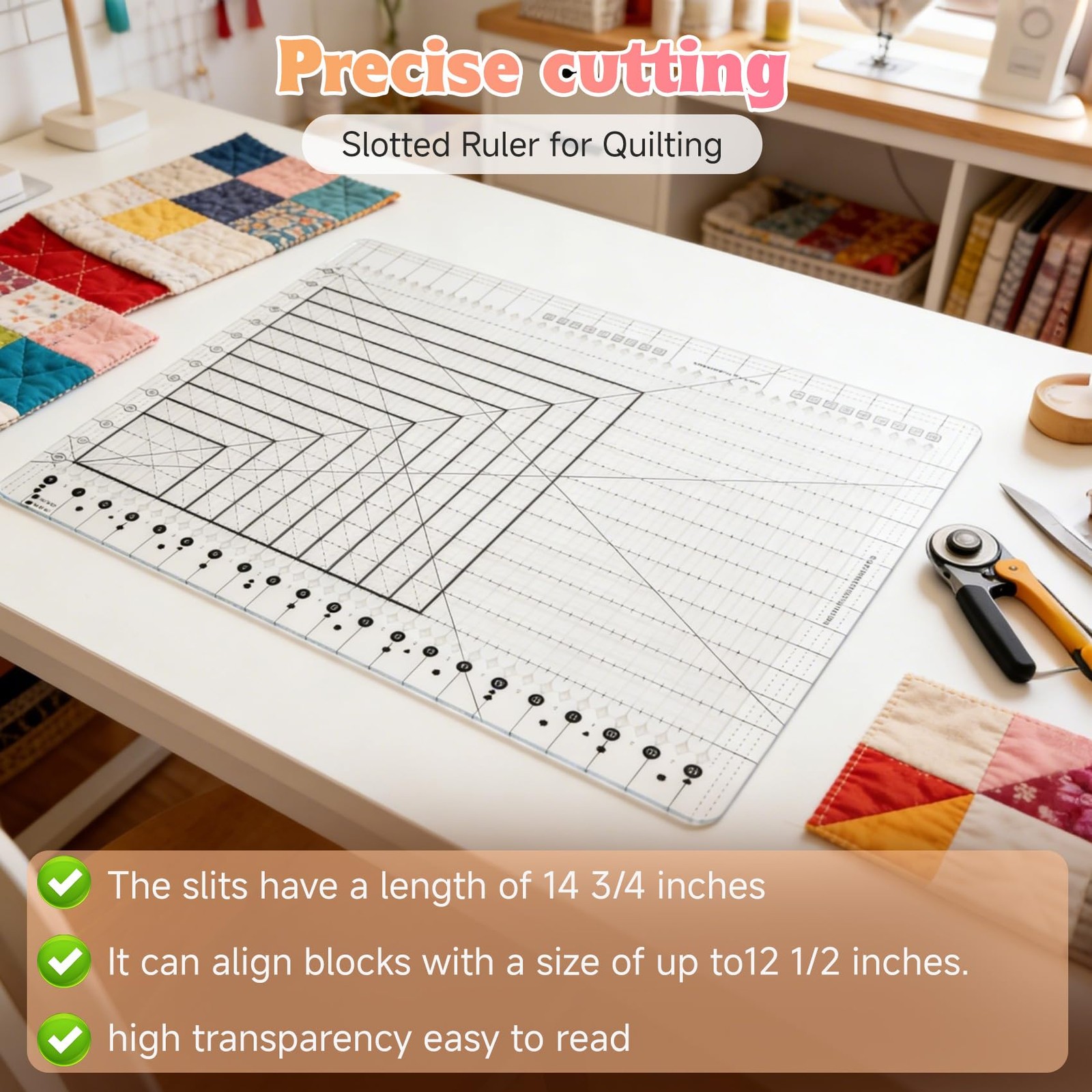 Stripology Ruler for Quilting, XL-Slotted Ruler for Quilting -17-3/4 “x 22”, …