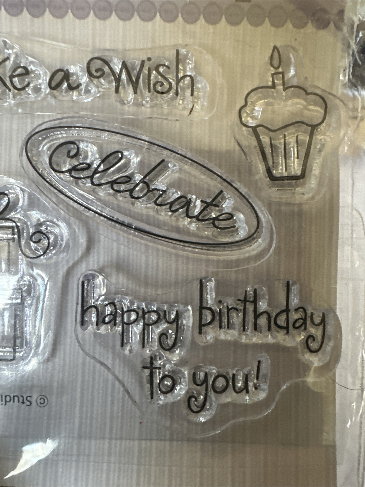 Studio G Clear Stamps Set Happy Birthday to You Make a Wish Cupcake Acrylic 5