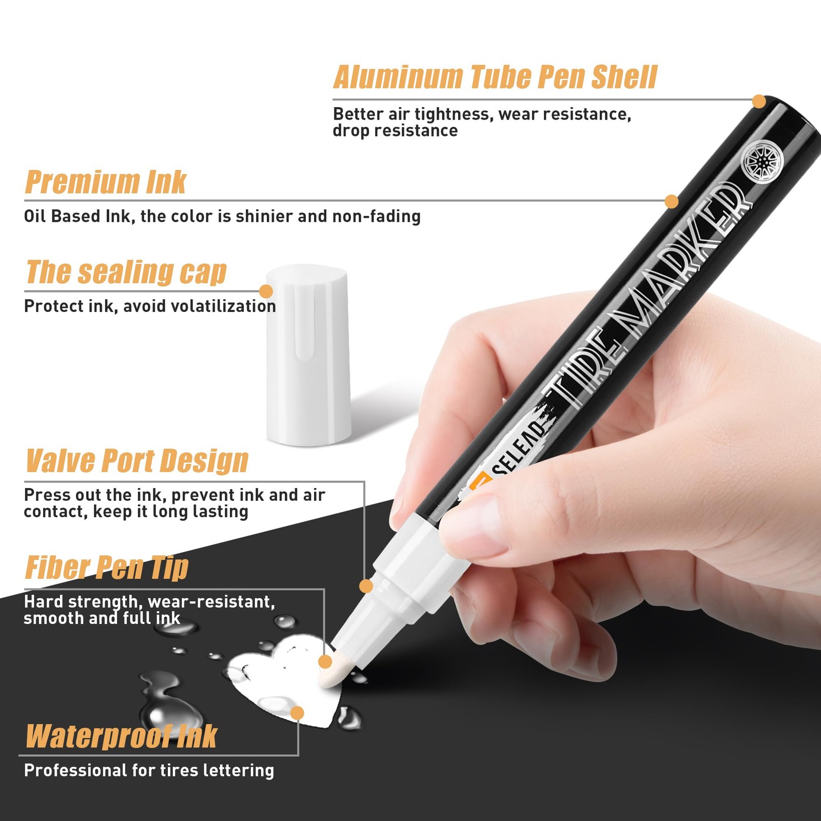 Tire Marker White 8 Pack Paint Pens for Car Tires Lettering, Premium Profess…
