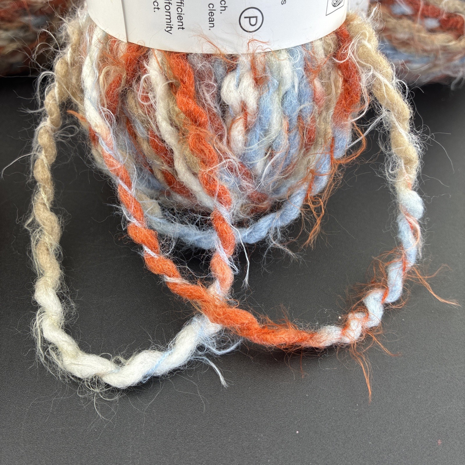 5 Skein Buttercream Luxe Craft Angel Hair Rust Blue Wool Blend 110 Yrds/3.5oz Ea