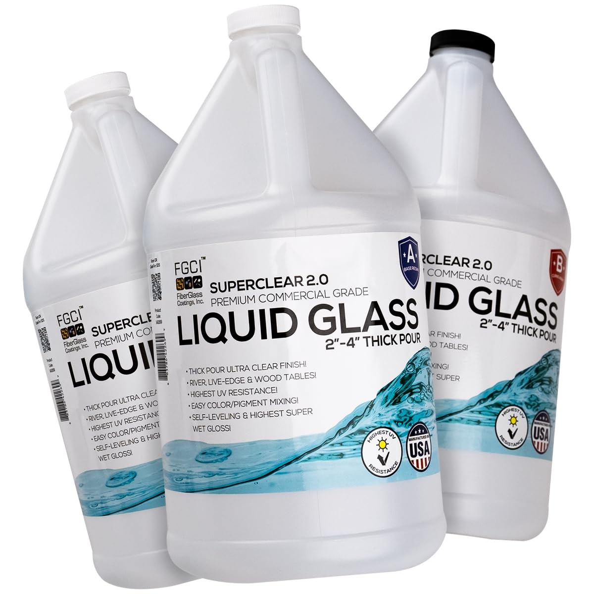 Superclear Deep Pour Epoxy Resin 3 Gallon Kit, 3 Clear