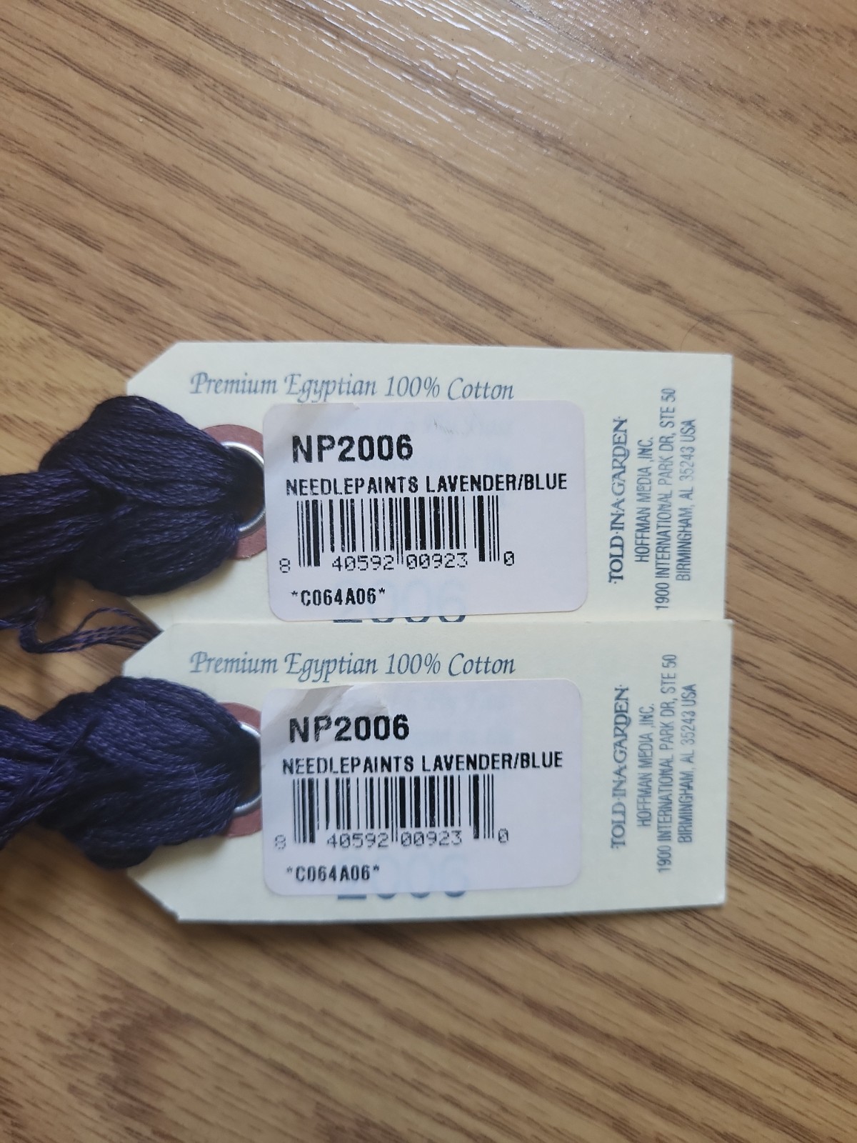 2 Skeins Needlepaints Lavender & Lace Cotton Embroidery Floss Navy Blue