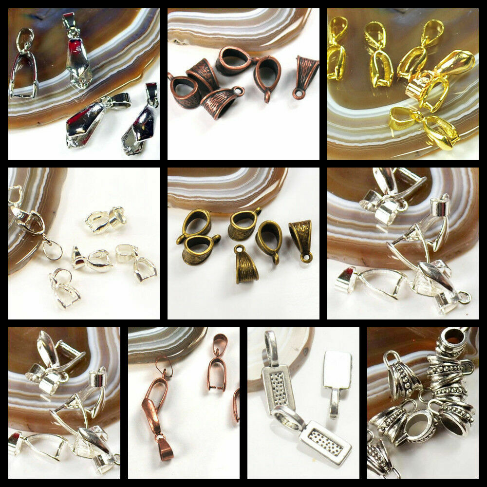 Pendant bail Necklace Pinch Bail pull Pendant Findings Silver Gold Brass Making