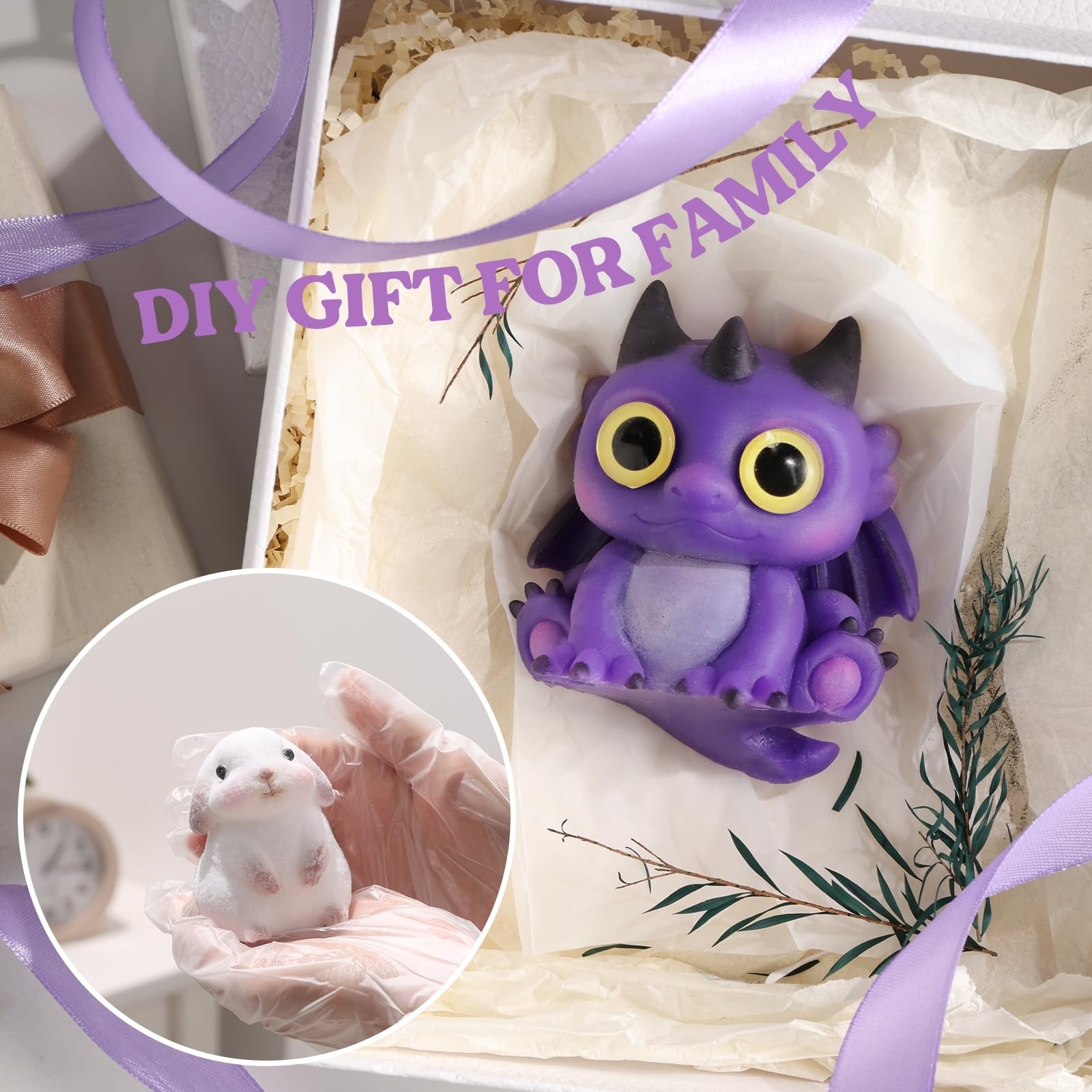 Super Soft Flex Rubber Gel for Squishy Maker, 16oz with Paw Molds & Flocking Pow