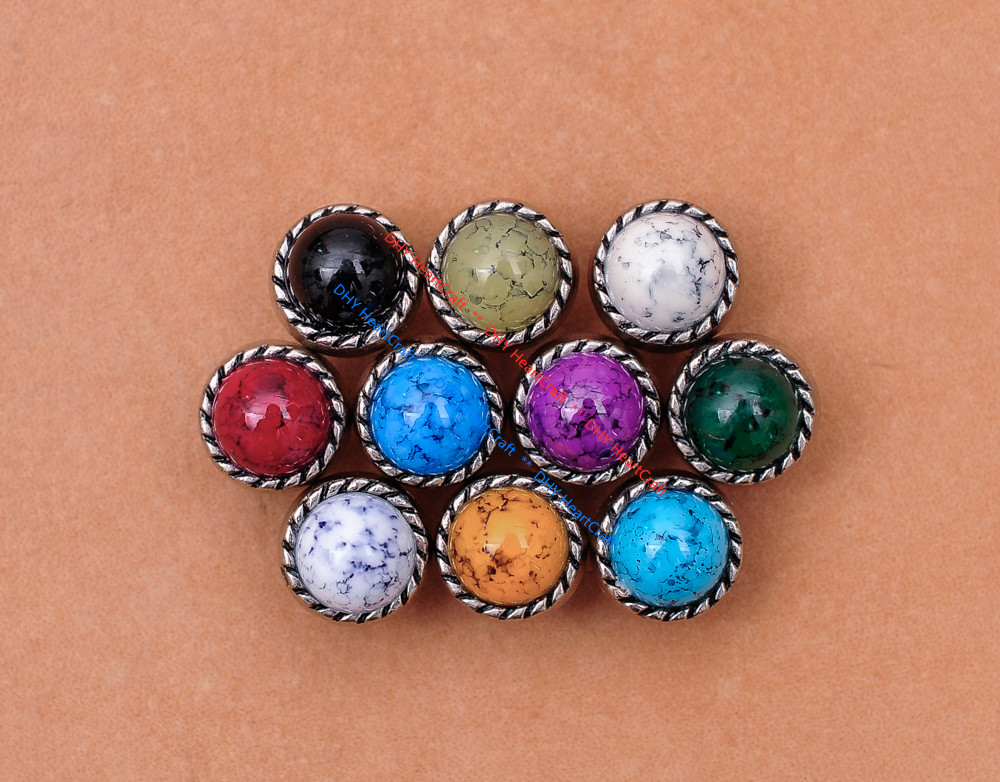 10X 10mm Antique Flower Turquoise Conchos Leather Crafts Bag Wallet Decoration