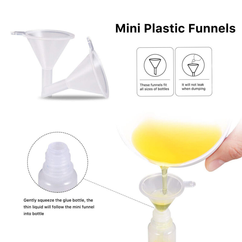 10-Piece Translucent Eyedrops Bottle, 30Ml/60Ml Glue Bottle, with 2 Mini Funnels