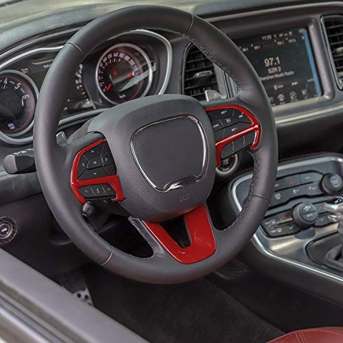 for Challenger Steering Wheel Decoration Trim for 2015-2023 Dodge 3pcs Red