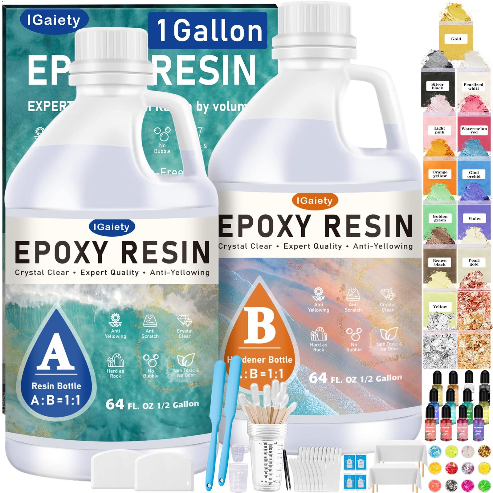 1 Gallon Crystal Clear Epoxy Resin Kit – Self-Leveling Deep Pour Casting